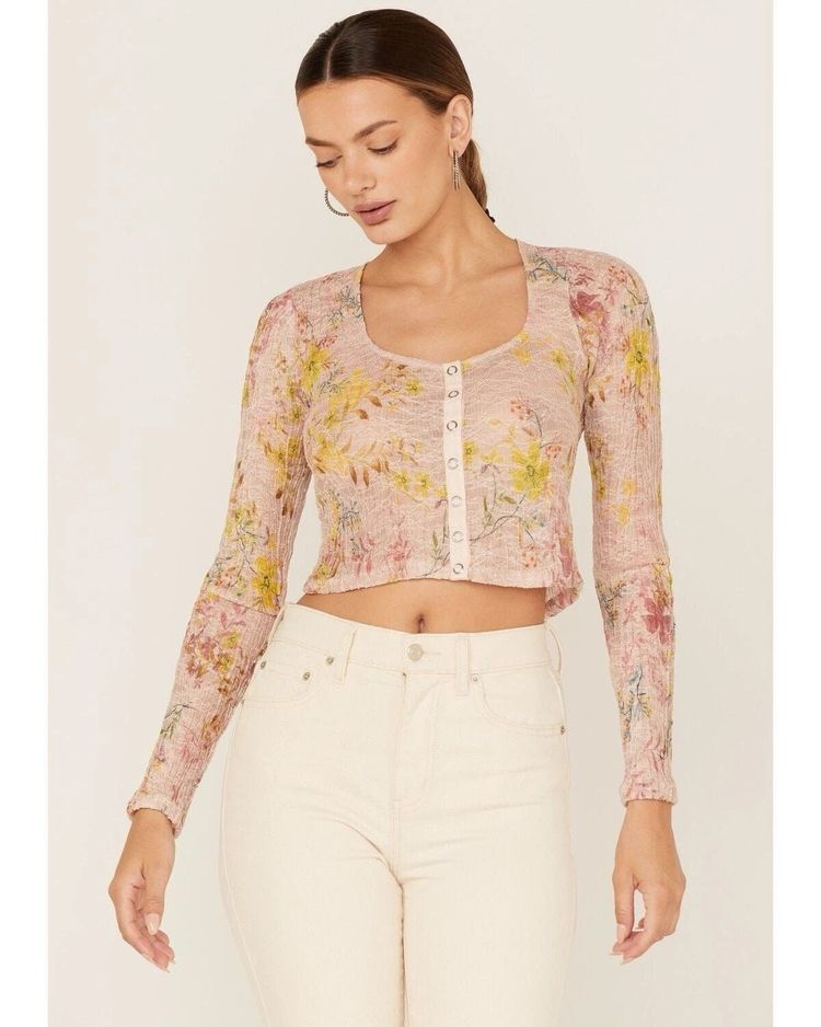 Floral Long Sleeve Crop Top 4